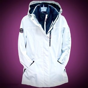 🆕 3in1 TOMMY HILFIGER WaterRepellant White Navy Coat Set sz M NWT